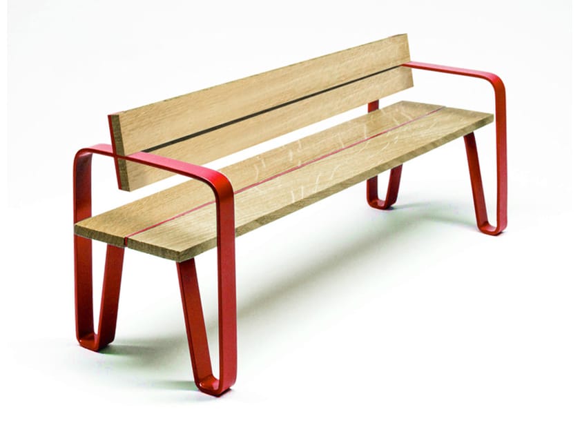 Стальная и деревянная скамья со спинкой LAB23 COURT ARCH-00090583