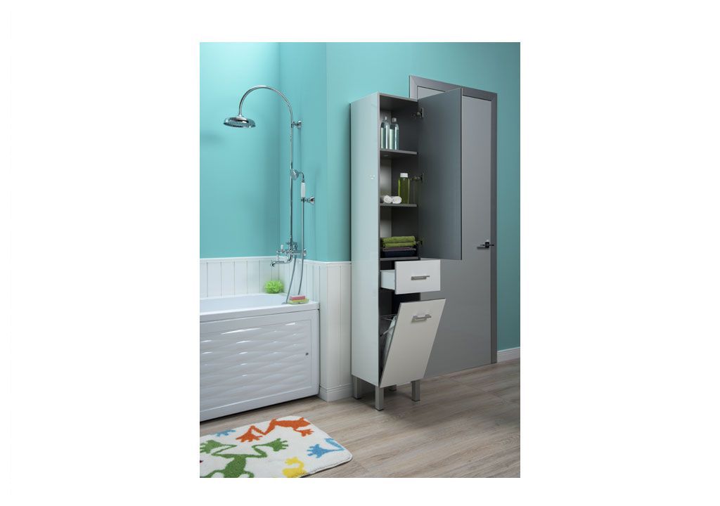 Шкаф-пенал для ванной Aquanet Верона 35 б/к белый (напольный) 00178973 - Вид №5