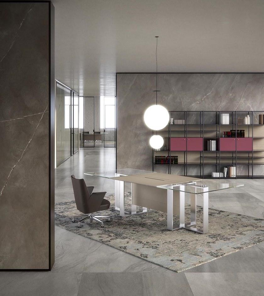 ESTEL GROUP Рабочий стол из дерева и стекла с системой прокладки кабелей Altagamma sun-id-1376071 - Вид №7