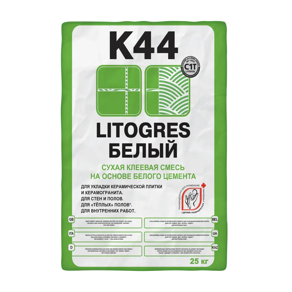 Клей для плитки Litokol K44 белый 25 кг Litogres STLM-2031184