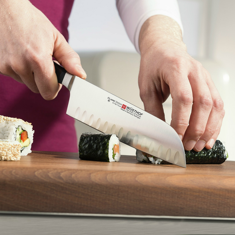 Нож кухонный Сантоку Classic Ikon с углублением на кромке, 17 см WUESTHOF W4176WUS - Вид №4