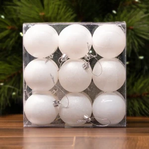 Набор елочных шаров KREAFORTA белые с блестками 18 шт, ø6 см 89420564