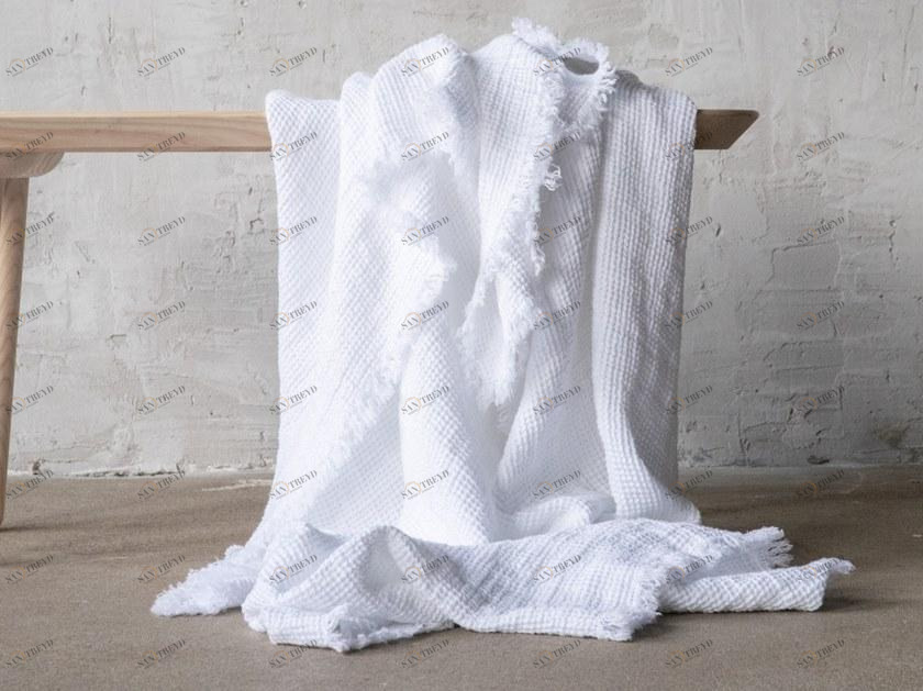 LinenMe Однотонный льняной плед ручной работы Washed waffle big 0575801 