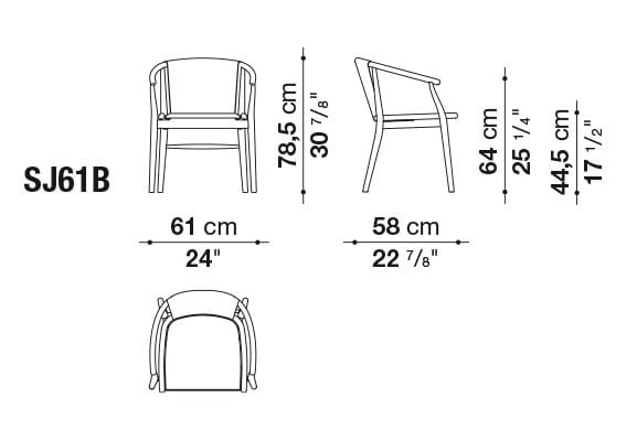 Деревянный и кожаный стул с подлокотниками B&B Italia Jens ARCH-00117574 - Вид №1