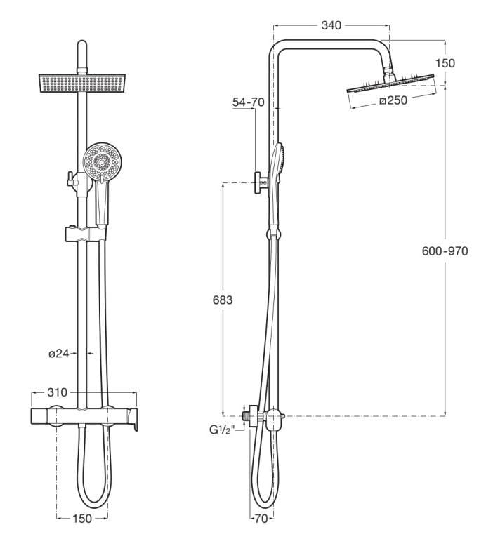 Настенная душевая колонна с душем Roca VEGA PLUS 5A9C6E..0 ARCH-00067636 - Вид №1
