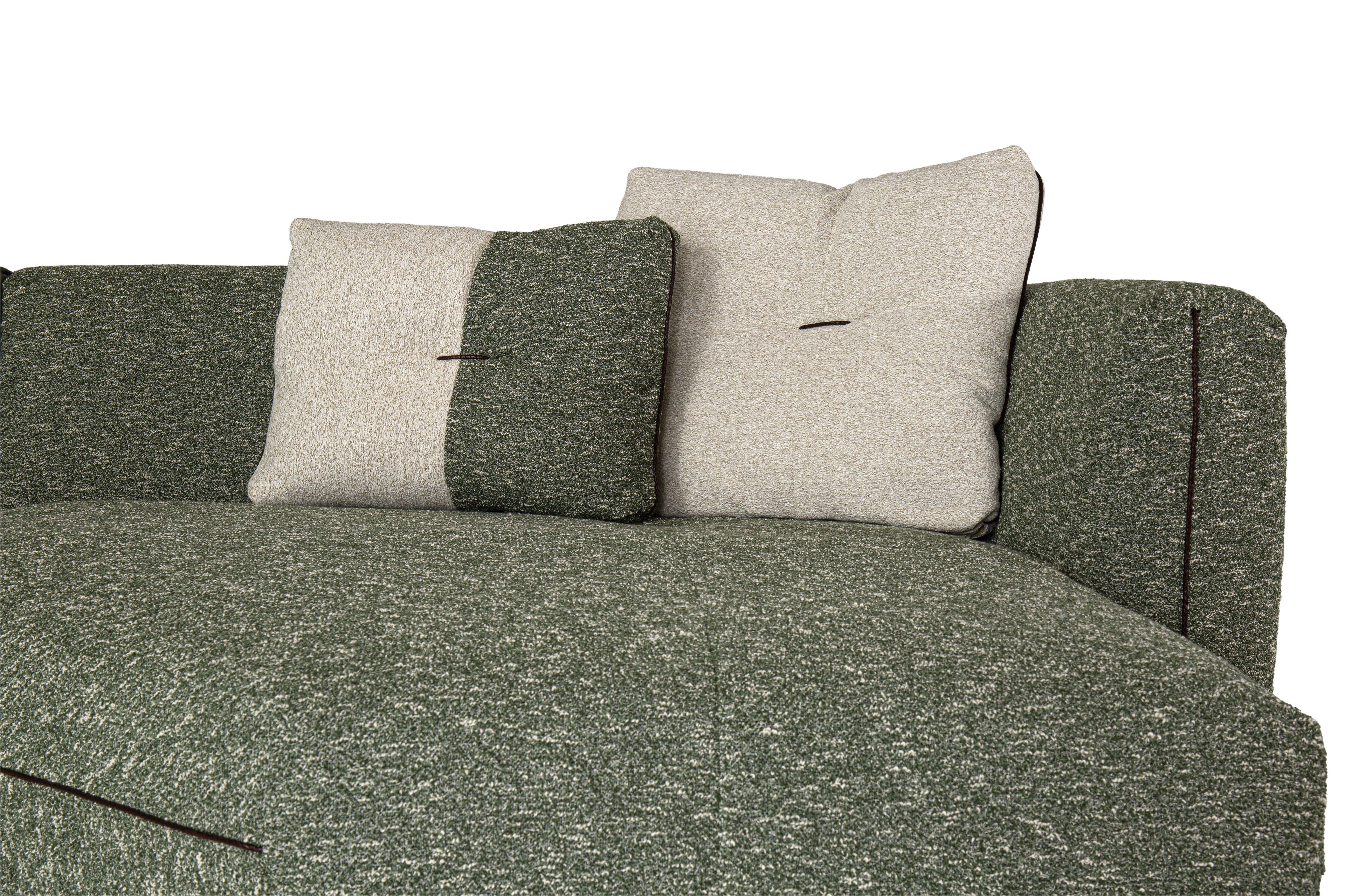 Кожаный и тканевый диван с шезлонгом Borzalino Шифу ARCH-00116472 - Вид №3