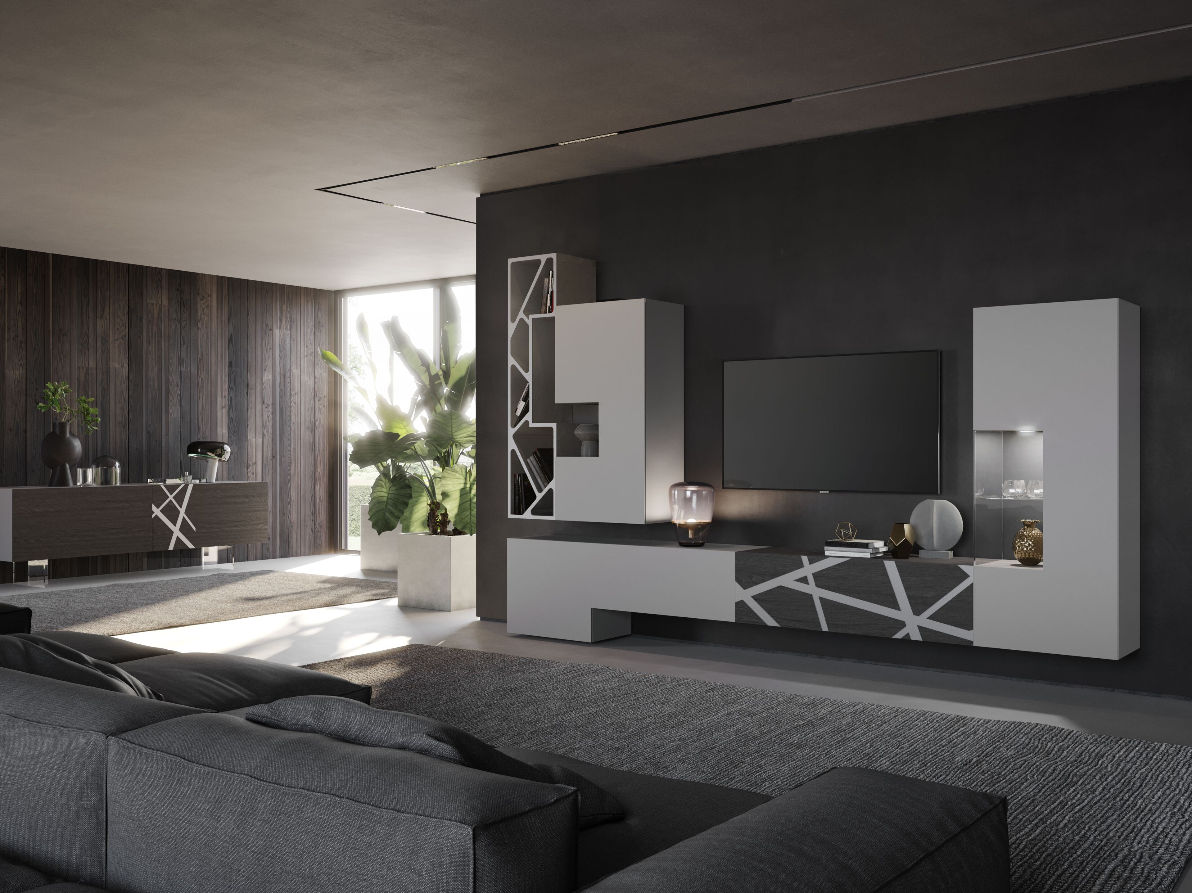 Деревянная секционная оборудованная стена Voltan барельеф ARCH-00079979 - Вид №9