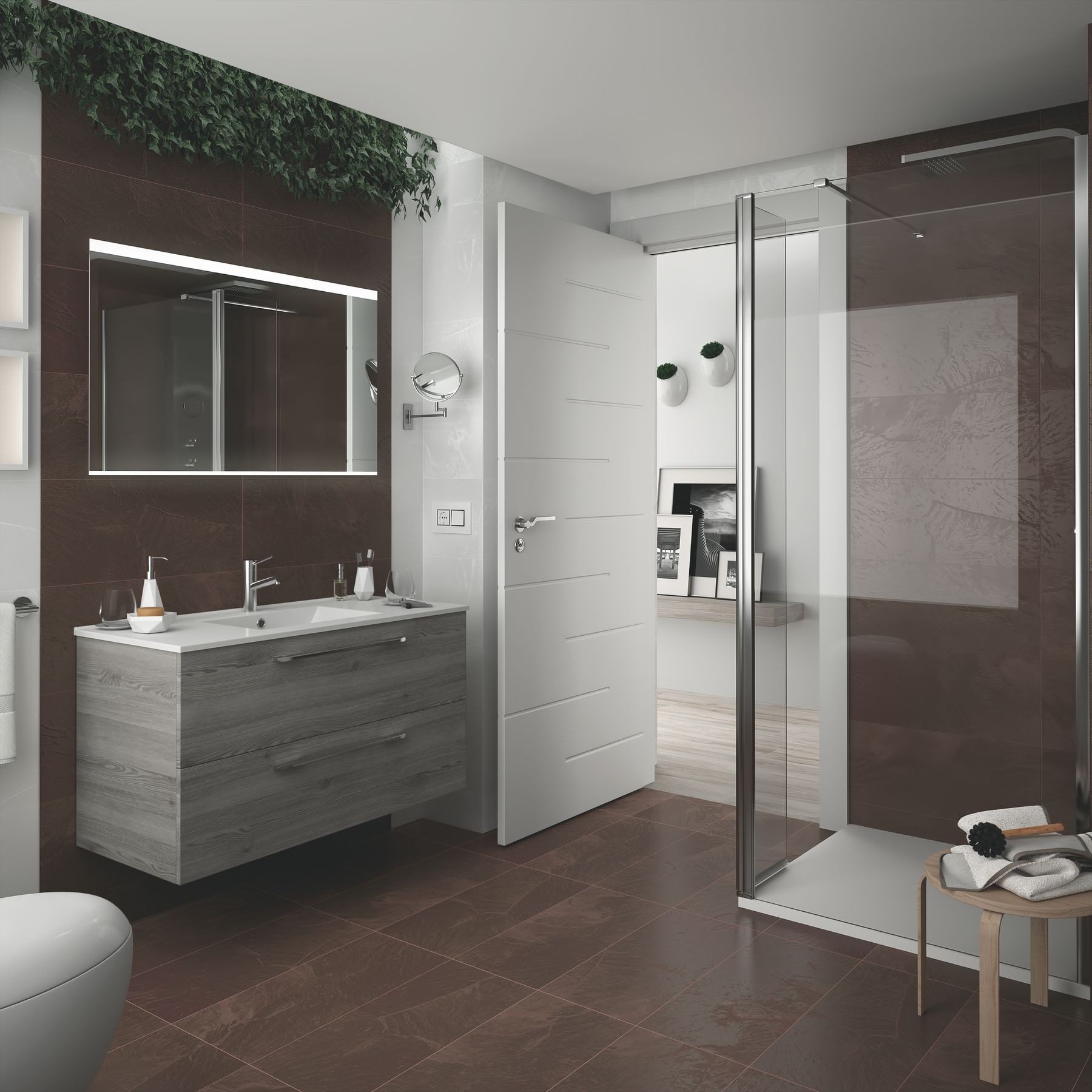 26581 SALGAR Мебель для умывальника FUSSION CHROME 1000 2 ящика BAY PINE 997 x 540 x 450 мм Лавровая сосна