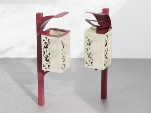 Металлическая корзина для мусора с крышкой