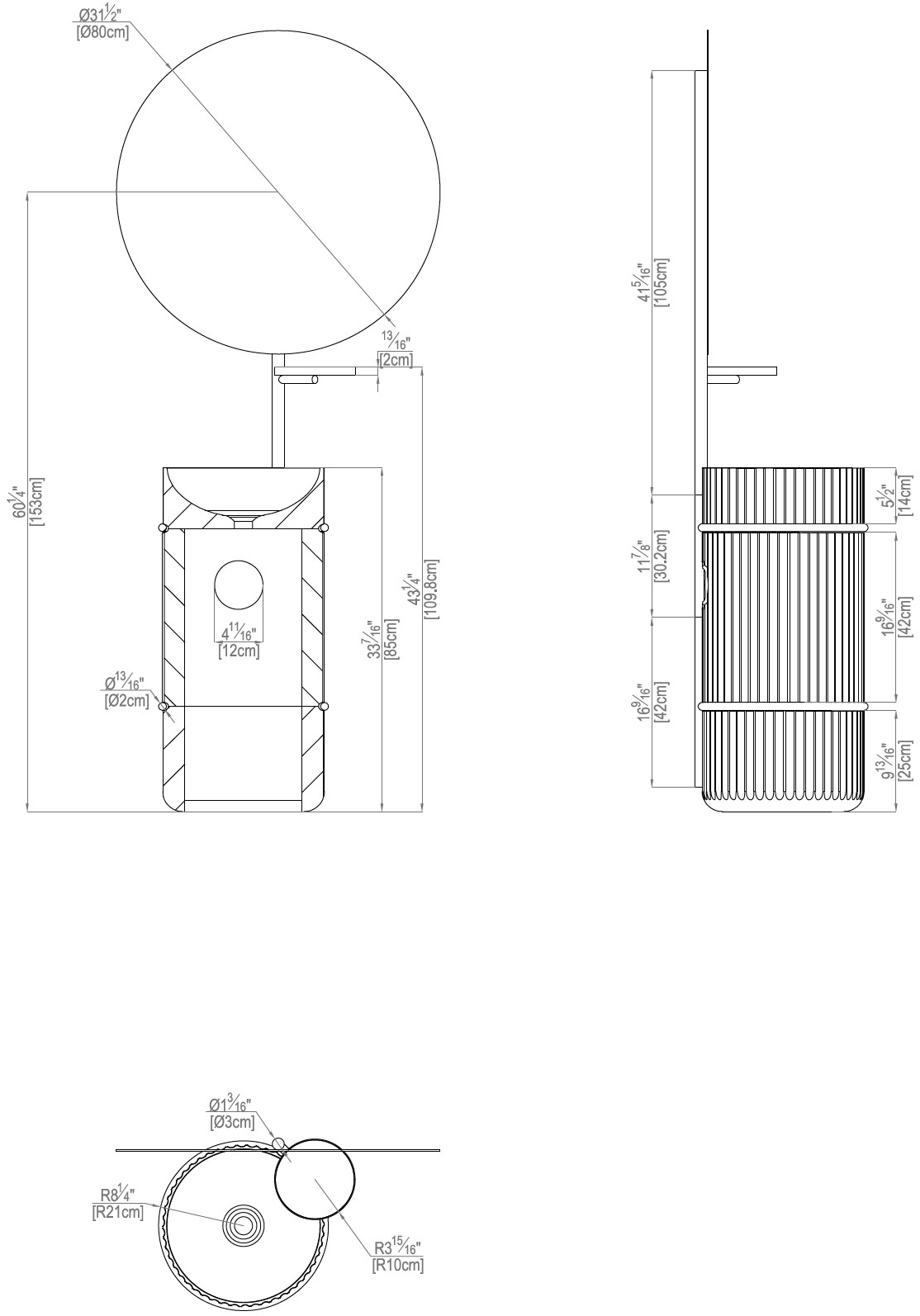 Подвесная раковина настенная овальная L'ANTIC COLONIAL Column белая sun-id-1408649 - Вид №5