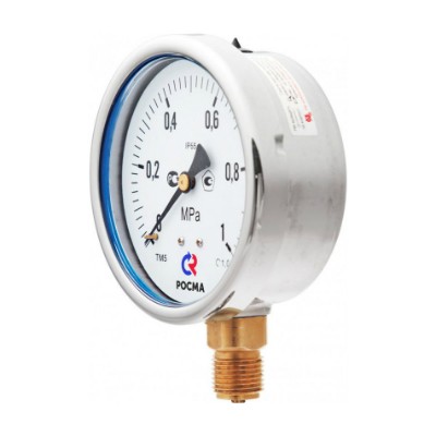 TM-520P.0410 Манометр TM520P из нержавеющей стали с нижним подключением Valtec 1/2", 0-10 бар  - Вид №1