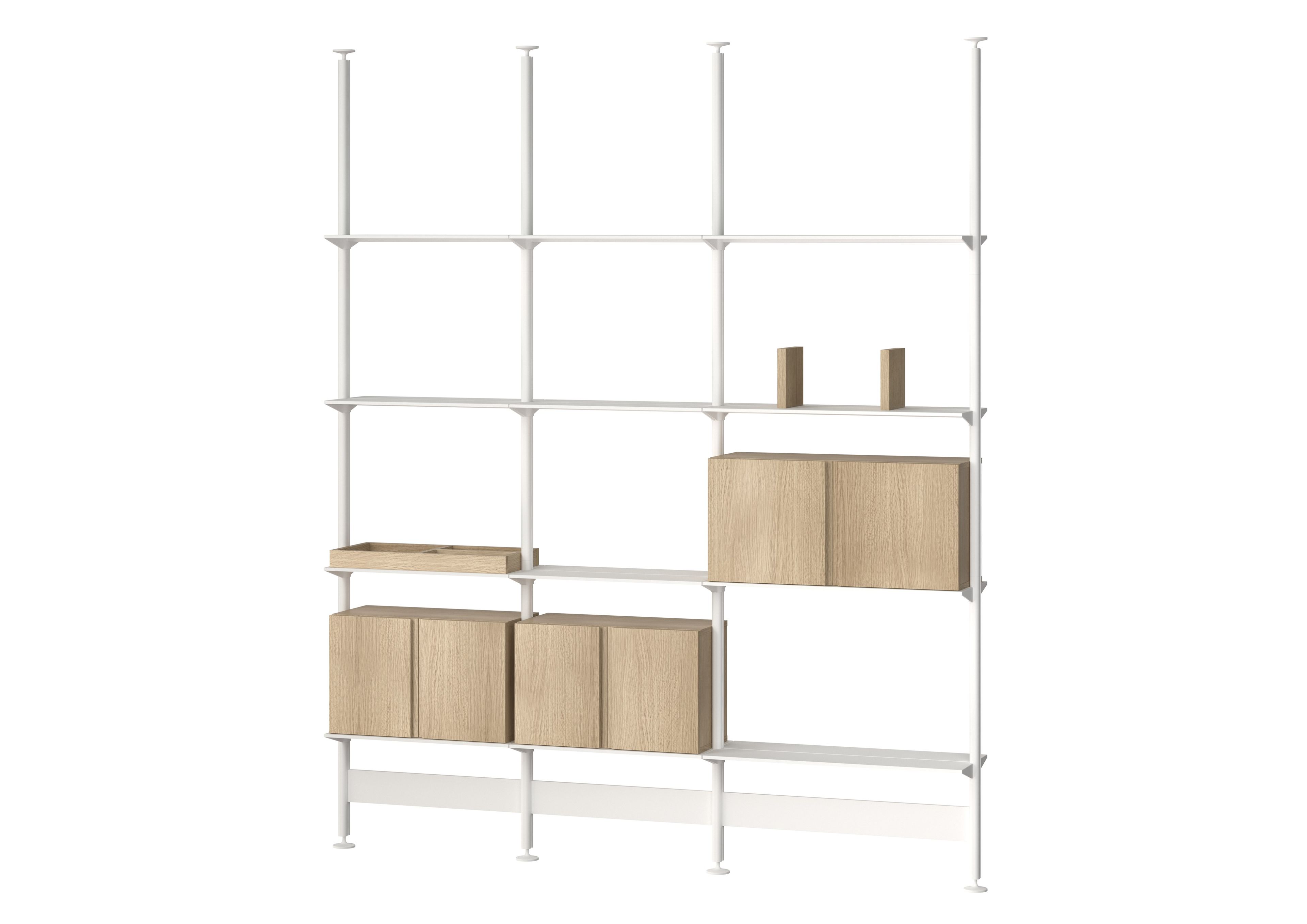 Книжный шкаф из алюминия и дерева с креплением пол-потолок String Furniture Pira ARCH-00108693 - Вид №1