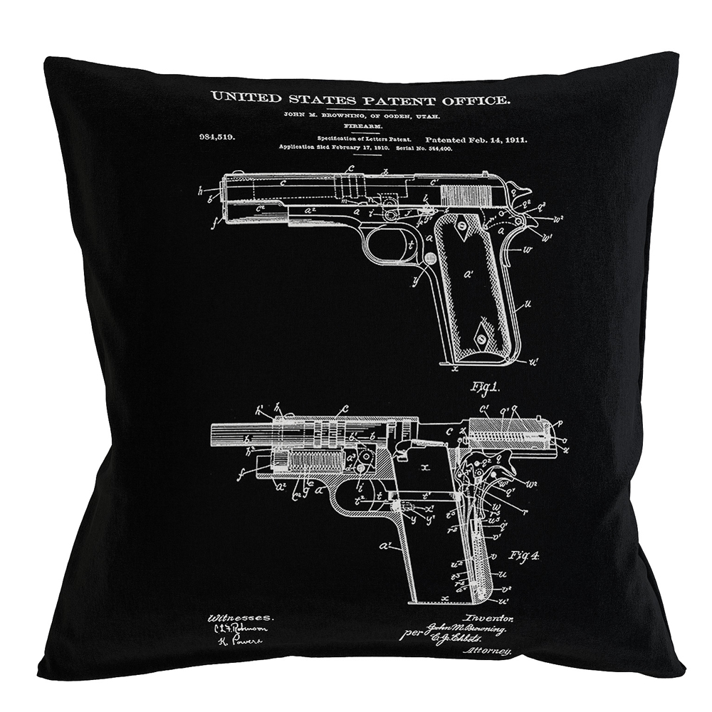 96521250 Арт-подушка «Патент на пистолет» Object Desire 