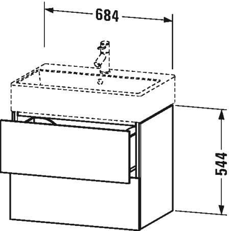 LC627600909 Тумбочка подвесная L-Cube #LC6276 684 x 459 мм Светло-голубой матовый декор Duravit - Вид №1
