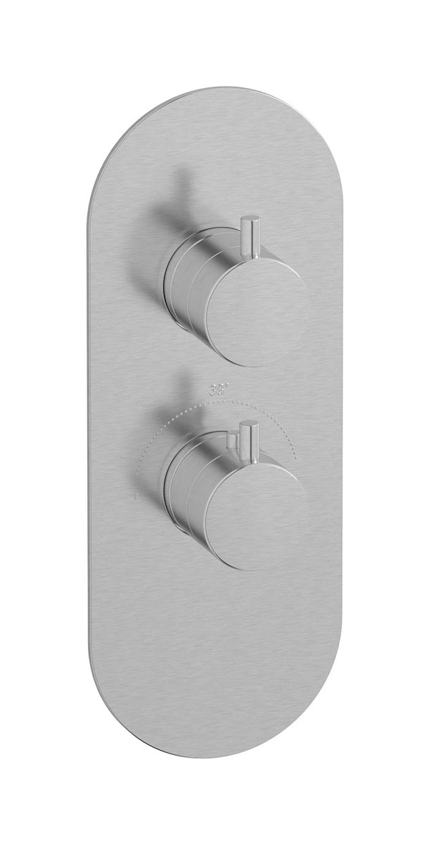 Комплект наружных частей термостата на 1 потребителей - вертикальная овальная панель с ручками Kusasi WE ARE IB eua112ssnmt Brushed Nickel Aqua