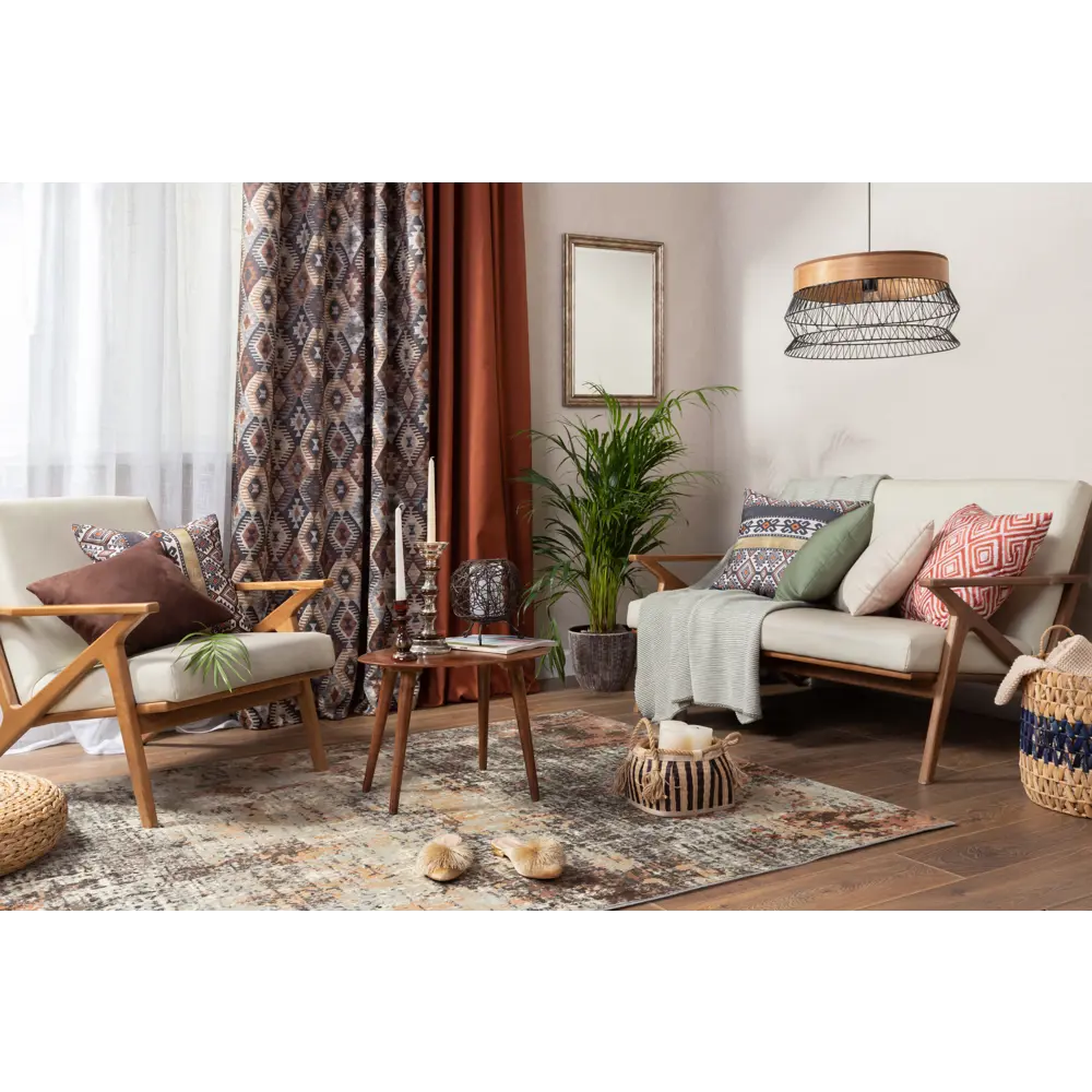 Штора на ленте Paris 160x280 см полиэстер однотон цвет терракотовый GARDEN STLM-2078928 - Вид №4