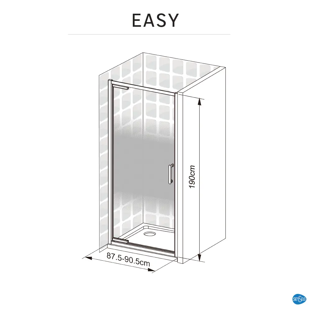 Стекло для распашной душевой двери Sensea Easy 90 см с шелкографией, цвет профиля на выбор 83631102 STLM-2134885 - Вид №40