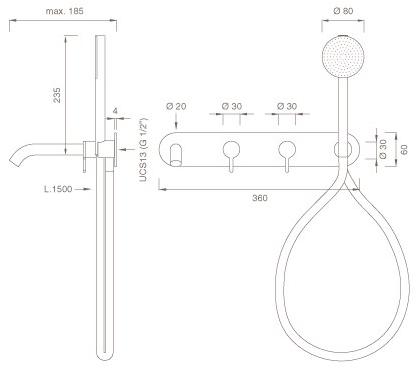 Ceadesign Настенный комплект из 2 смесителей для ванны с ручным душем Innovo Inv 54h - Вид №1