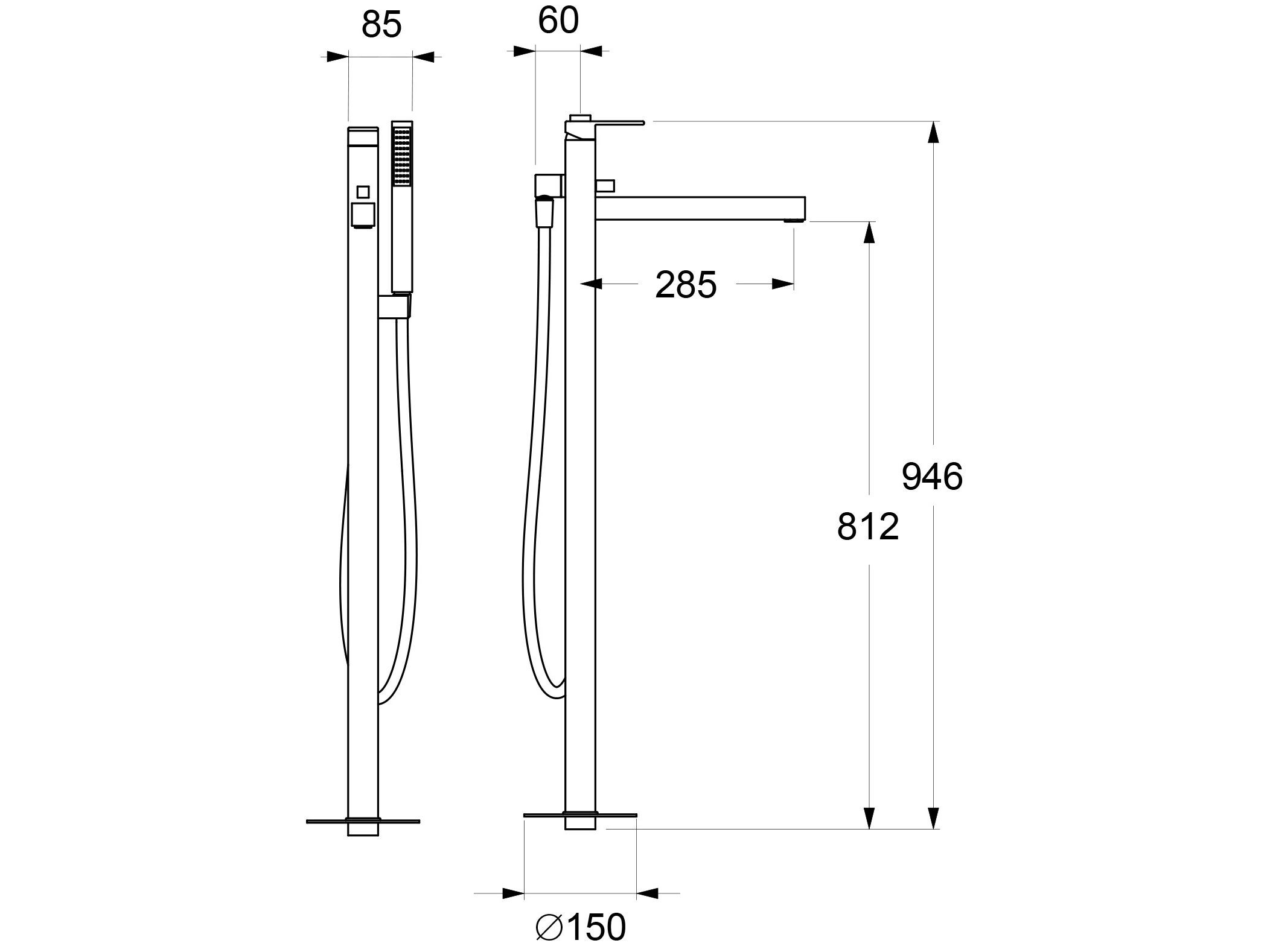 Однорычажный смеситель для ванны с ручным душем GUGLIELMI RUBINETTERIE G &amp ARCH-00053032 - Вид №2