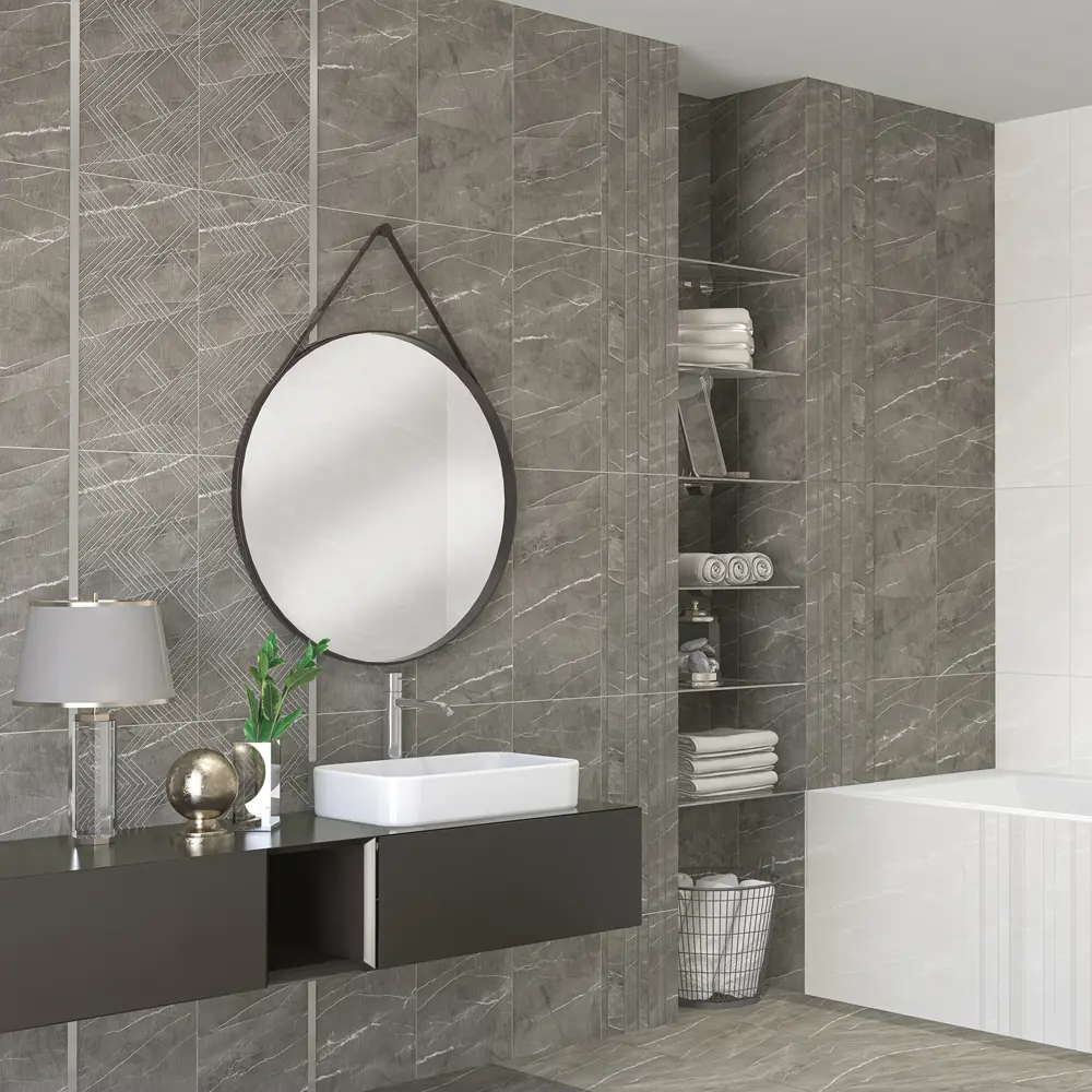 Декор настенный Azori Hygge Mocca Cristall 31.5x63 см матовый камень цвет мокка зигзаг STLM-2173763 - Вид №4