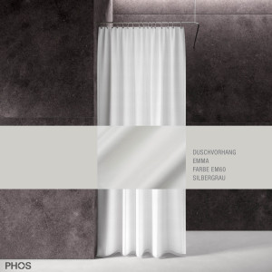 DV-EMMA200-200-EM60 Занавеска для душа emma серебристо-серая, длина 200 см, ширина 200 см. PHOS