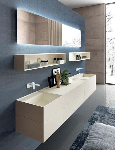 LASA IDEA Двойная подвесная тумба под умывальник с зеркалом Syn sun-id-1386543 - Вид №1