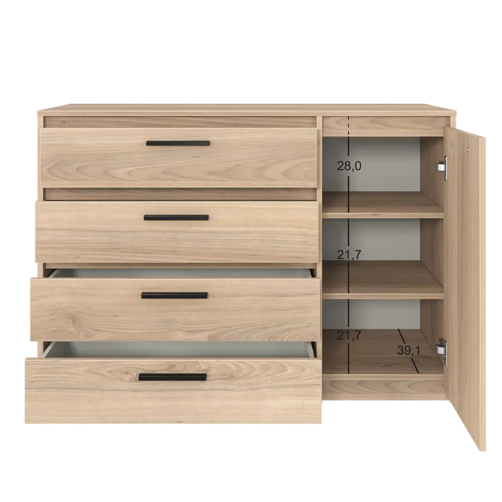 Комод Лион 4 ящика 120x84x41,6 см ЛДСП цвет дуб комано 89428041 STLM-2112715 Santreyd - Вид №7