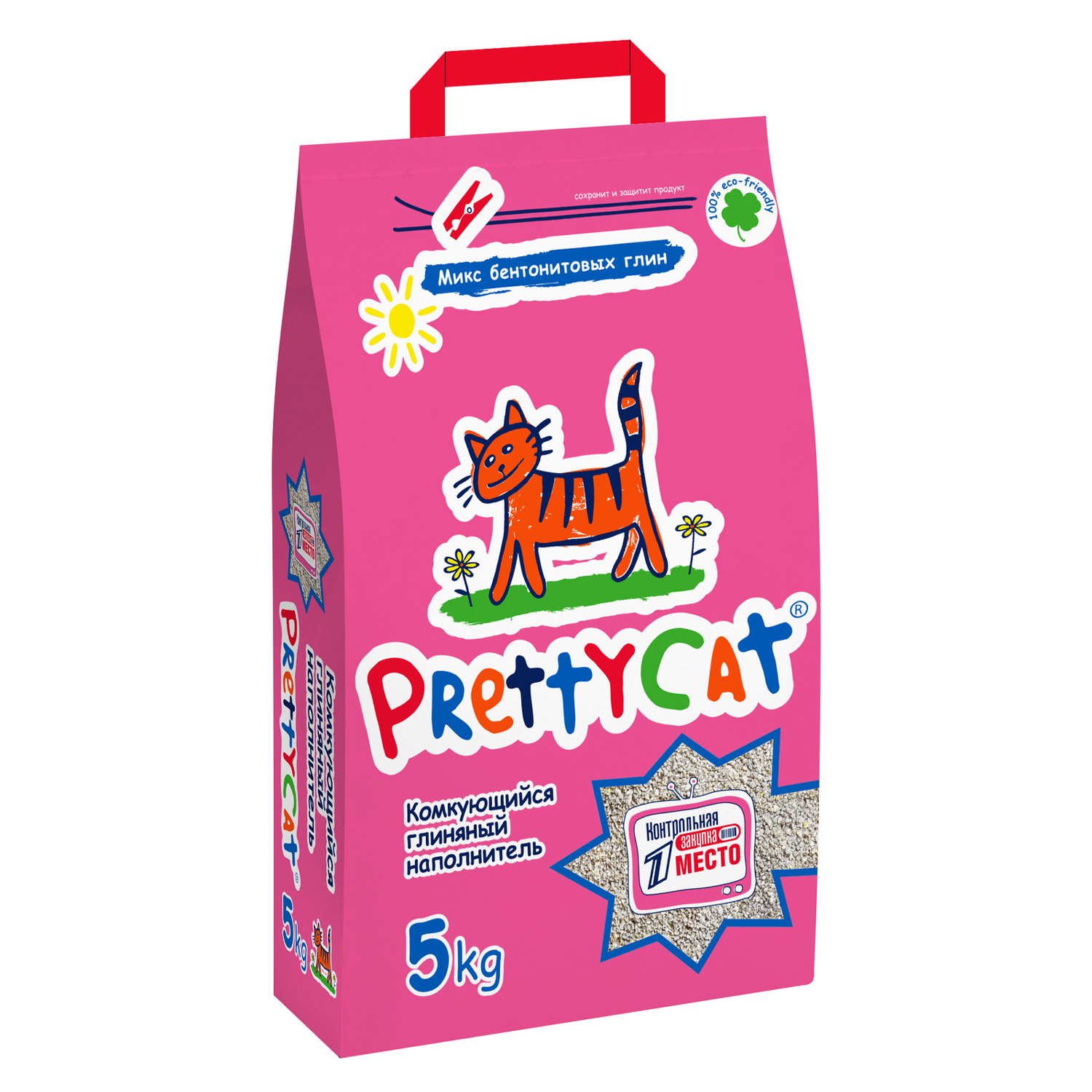 Т0044443 Наполнитель для кошачьего туалета Euro Mix бентонитовый комкующийся 5 кг PrettyCat 