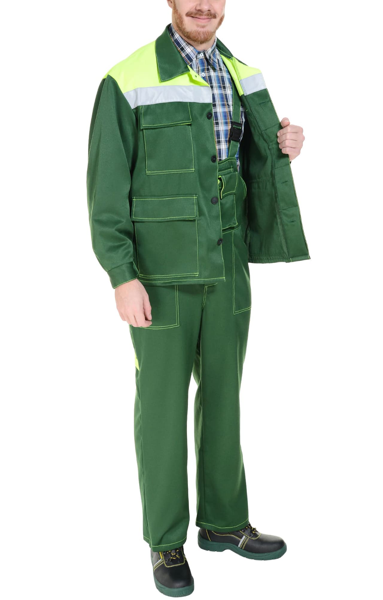 63842 Костюм "Коммунальщик" зеленый лимонный  Летняя спецодежда  размер 56-58/170-176  - Вид №8