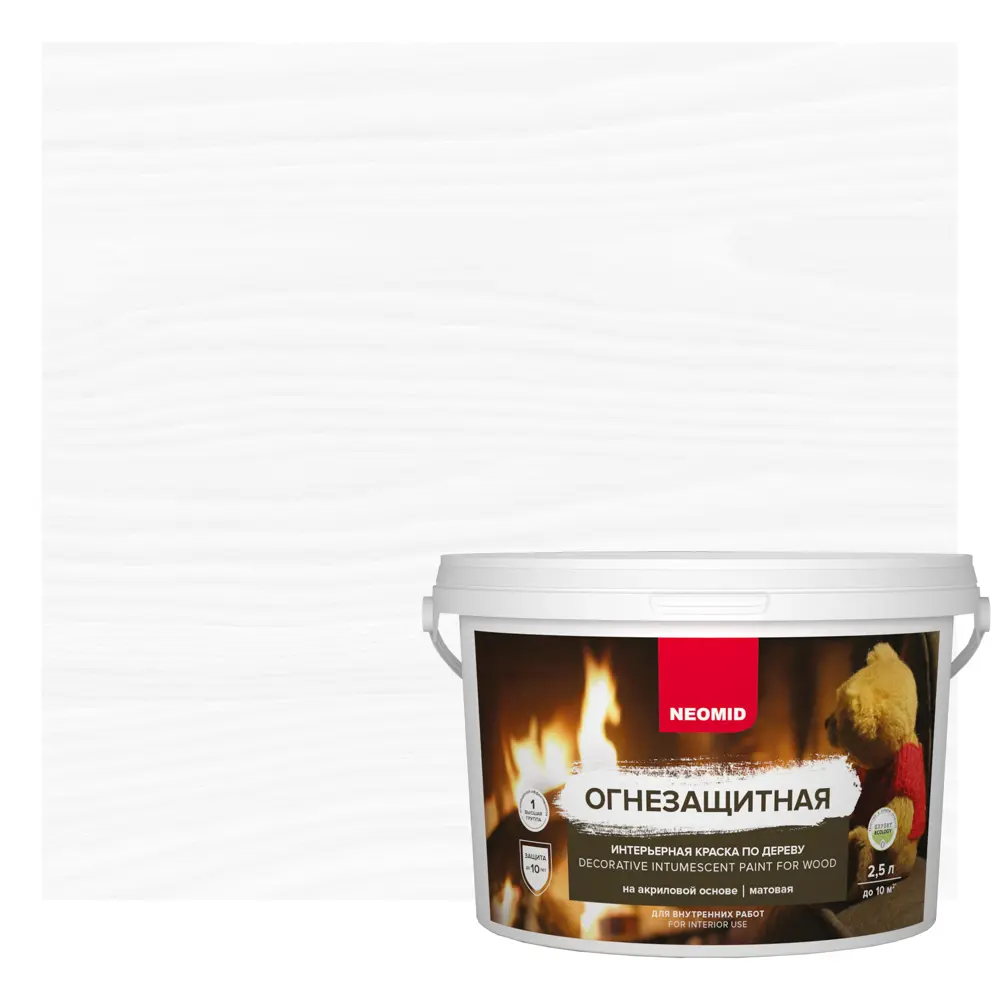 Краска огнезащитная интерьерная по дереву Neomid акриловая матовая цвет белый база А 2.5 л STLM-2181166