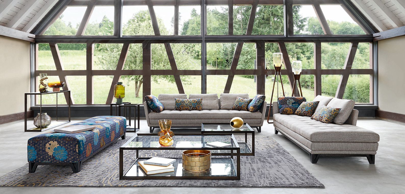 Прямоугольная консоль из стали и стекла ROCHE BOBOIS металлическая ARCH-00050817