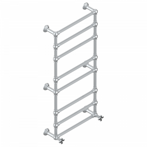 U9M-TWF8H2 Полотенцесушитель Традиционный каннелированный, 8 перекладин, 625 мм x 1325 мм, водяной, с 2 декоративными крестовыми рукоятками Thg-paris Grand central с ручками-крестиками с чёрным ониксом Хром
