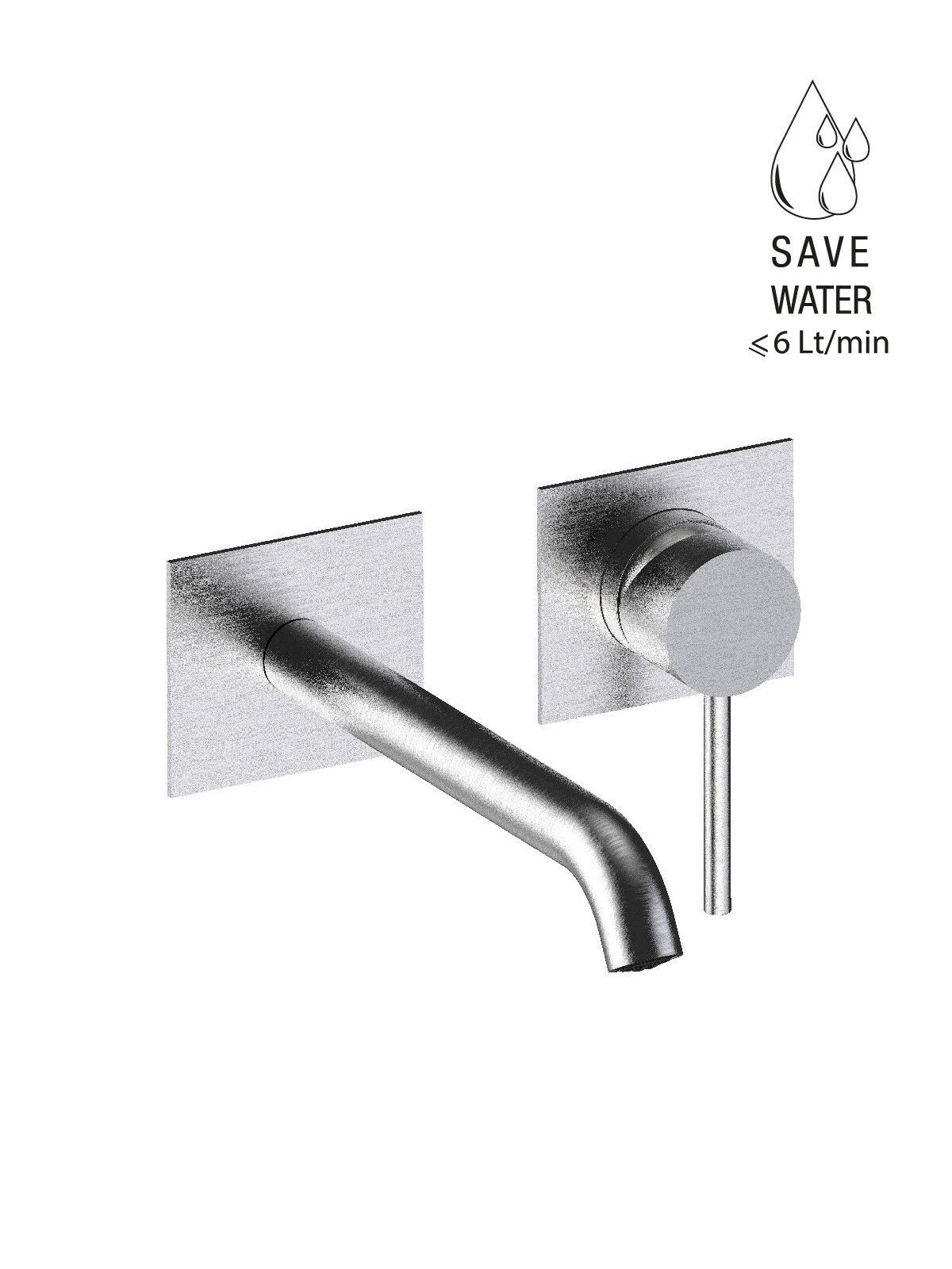 Однорычажный настенный смеситель для раковины из нержавеющей стали с 2 отверстиями Rubinetterie Frattini Pepe XL 316 ARCH-00090404 - Вид №15