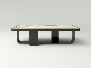 Прямоугольный стальной журнальный столик с керамической столешницей