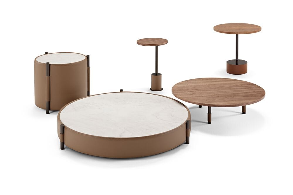 Круглый журнальный столик из керамики и кожи Max Divani MANFI ARCH-00142521