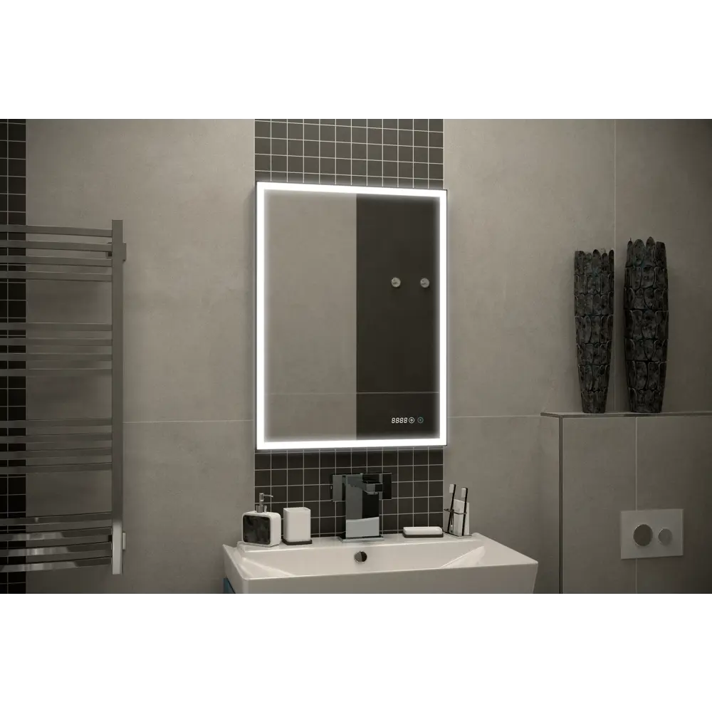 Зеркало Santreyd Stretto Black с LED-подсветкой и часами 60×80 см 82504945 Belt STLM-0028839 - Вид №9