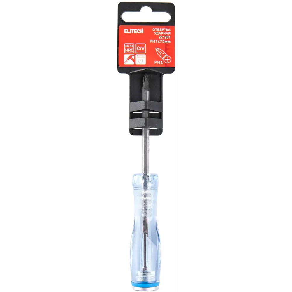 Ударная отвертка крестовая Elitech PH1x75 мм с магнитным наконечником 89407145 STLM-1563400 - Вид №6