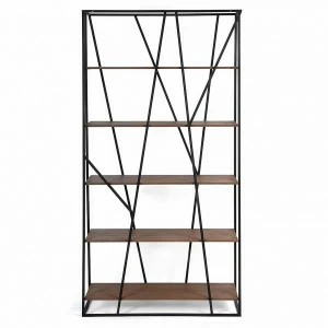 Стеллаж черный, американский орех Powell black INTELLIGENT DESIGN  260754 Коричневый;черный