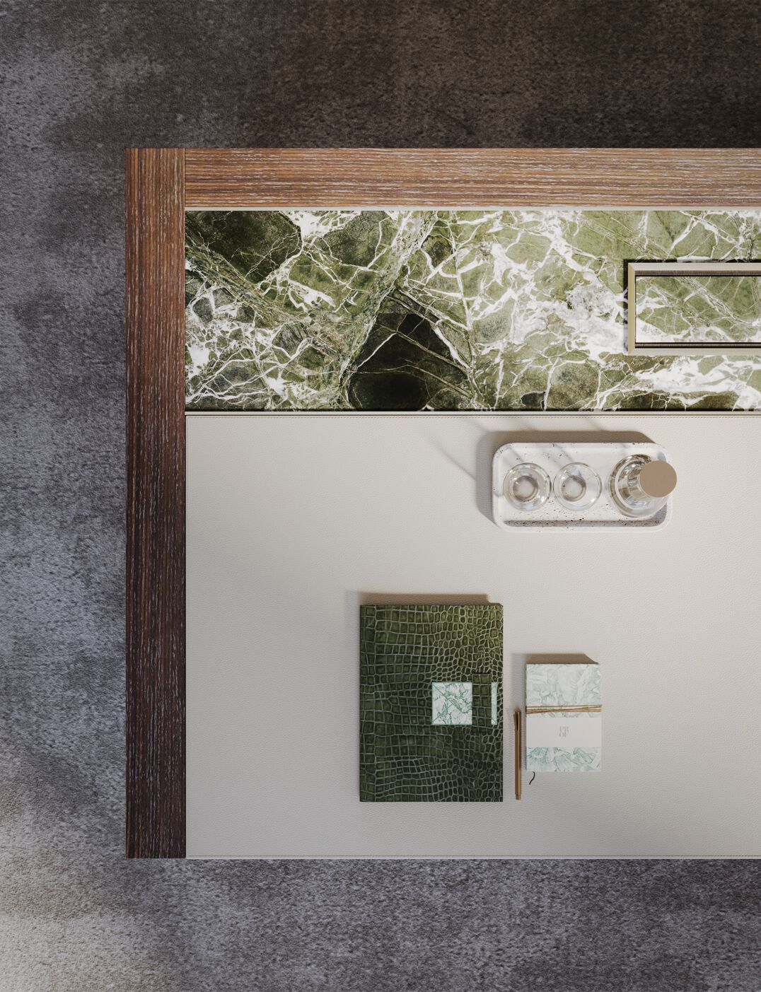 Стол для совещаний с деревянным шпоном и стеклянной и кожаной столешницей PROF Bespoke ARCH-00128249 - Вид №5