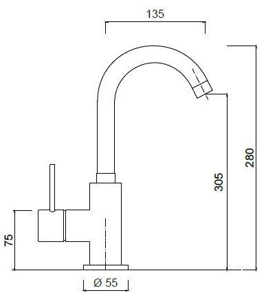 Rubinetteria Giulini Смеситель для умывальника, однорычажный Futuro F6585a - Вид №1