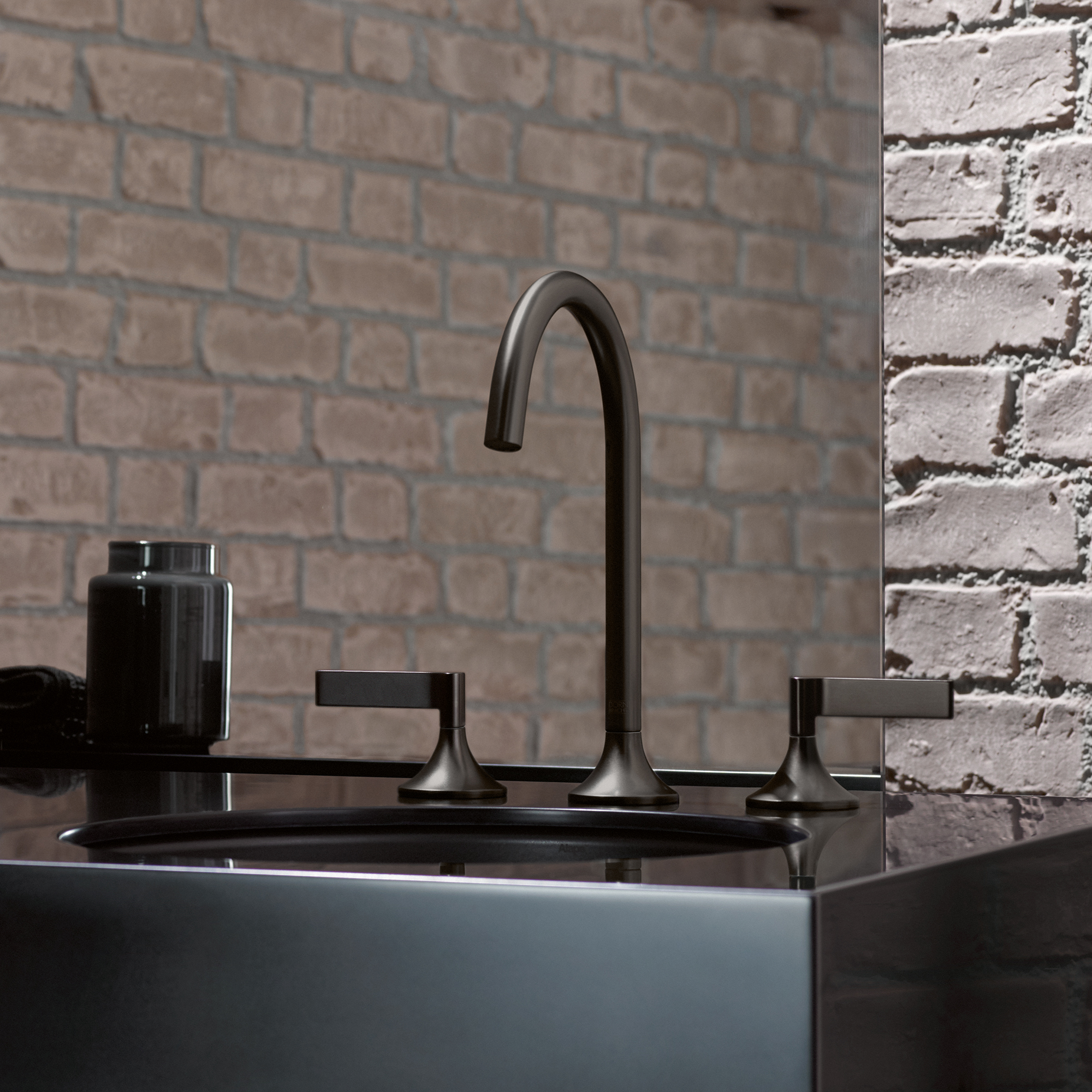 VAIA Смеситель для раковины на три отверстия со сливным клапаном - Темный хром 20713819-19 DornBracht - Вид №1