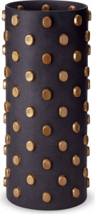 10614116 L’Objet Ваза 50см "Тео" (черная с позолотой) Керамика