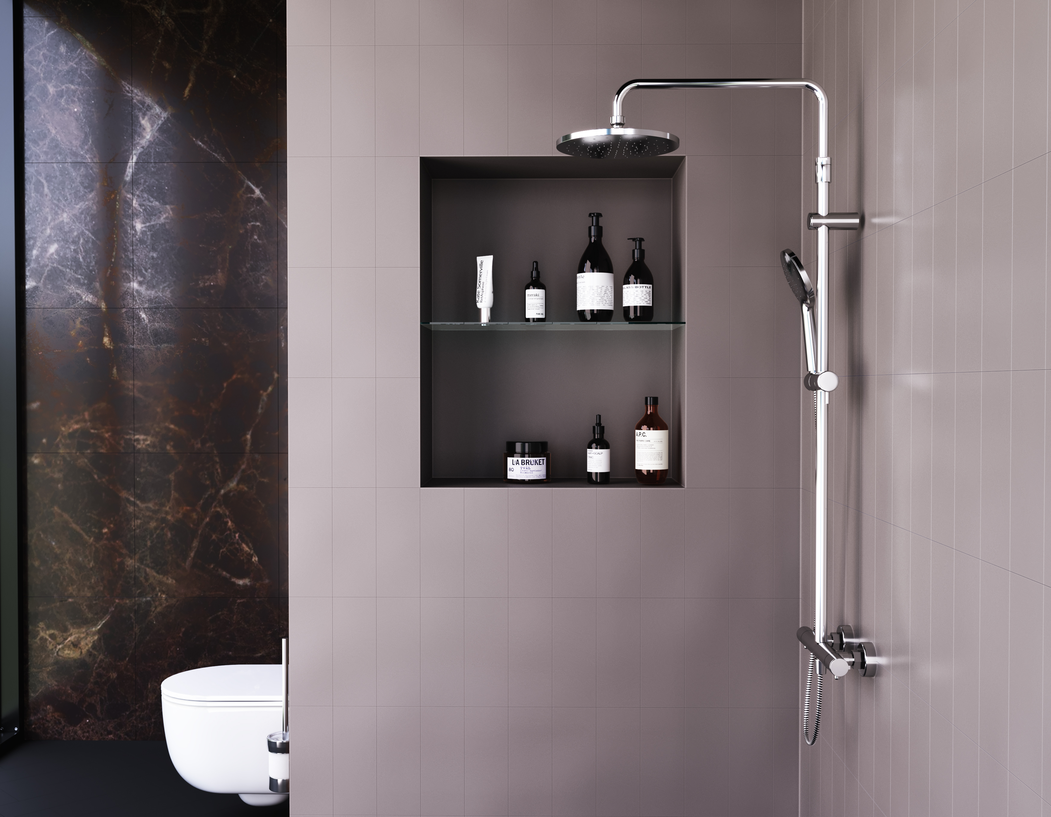 DX218091000 душевая система с ТМС для душа: верхний душ 230мм ручной душ 120мм 1 режим шт Damixa Option - Вид №1