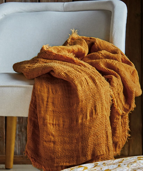 LINA_M Плед 130/170 лен stonewashed Blanc des Vosges Santreyd 