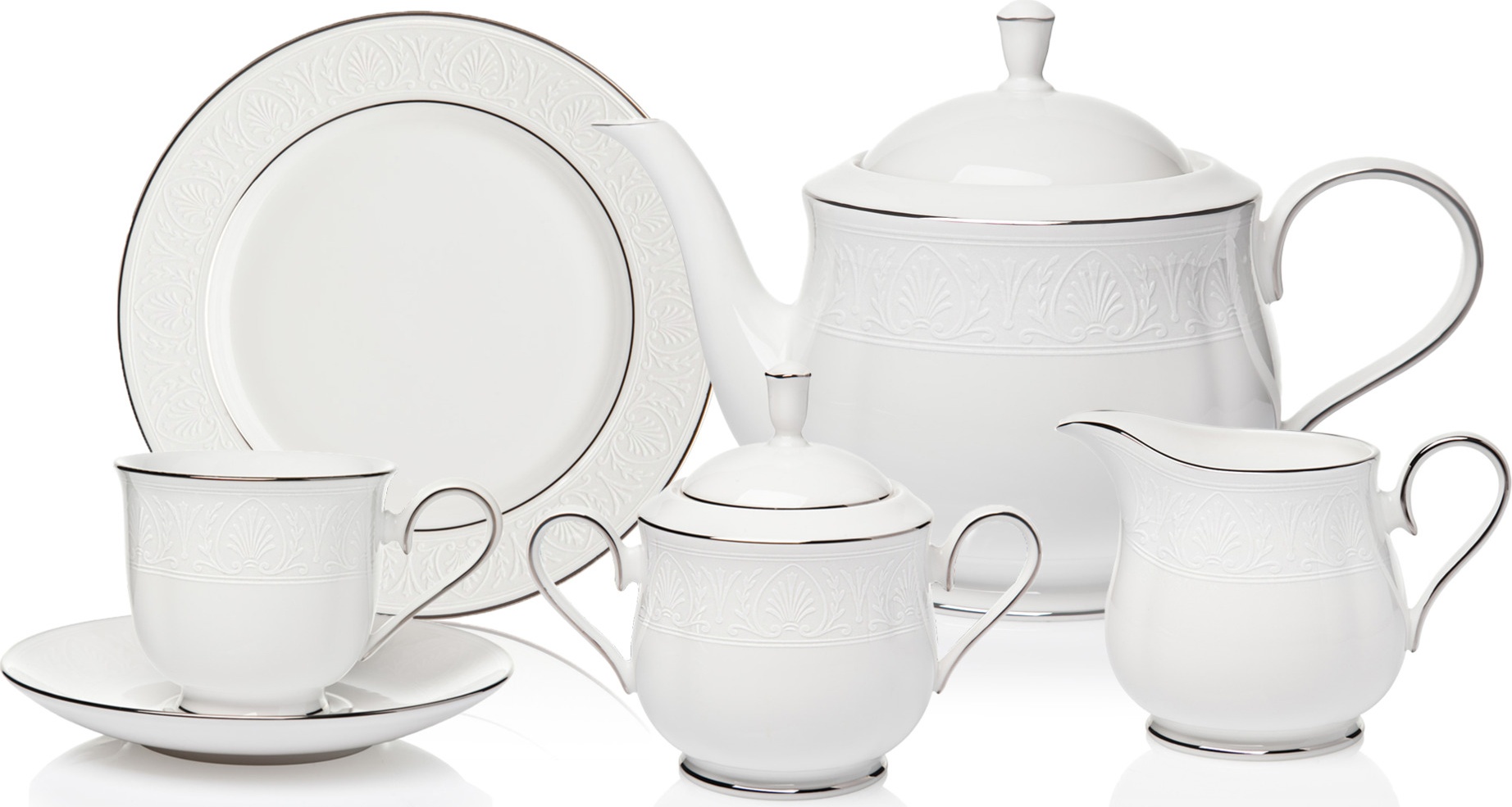 10665766 Lenox Сервиз чайный Lenox "Ханна,платиновый кант" на 6 персон 21 предмет Фарфор, Керамика 