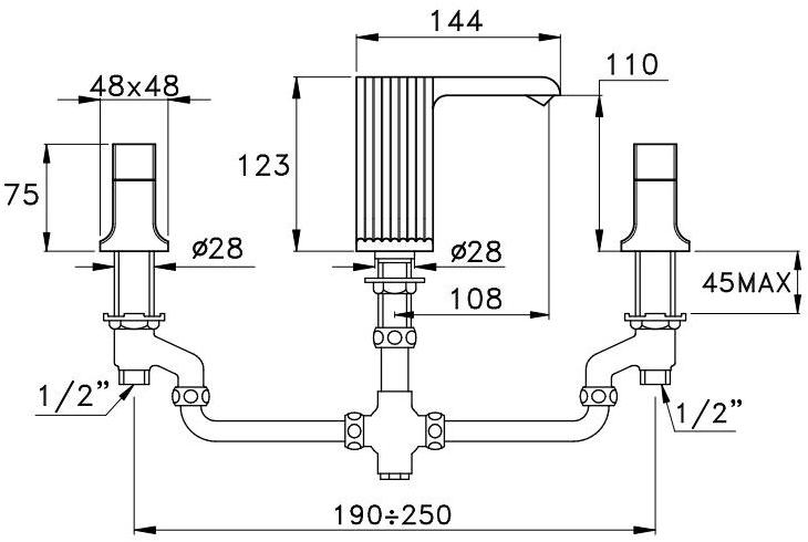 RUBINETTERIE STELLA Смеситель для раковины на 3 отверстия Casanova sun-id-1455923 - Вид №6
