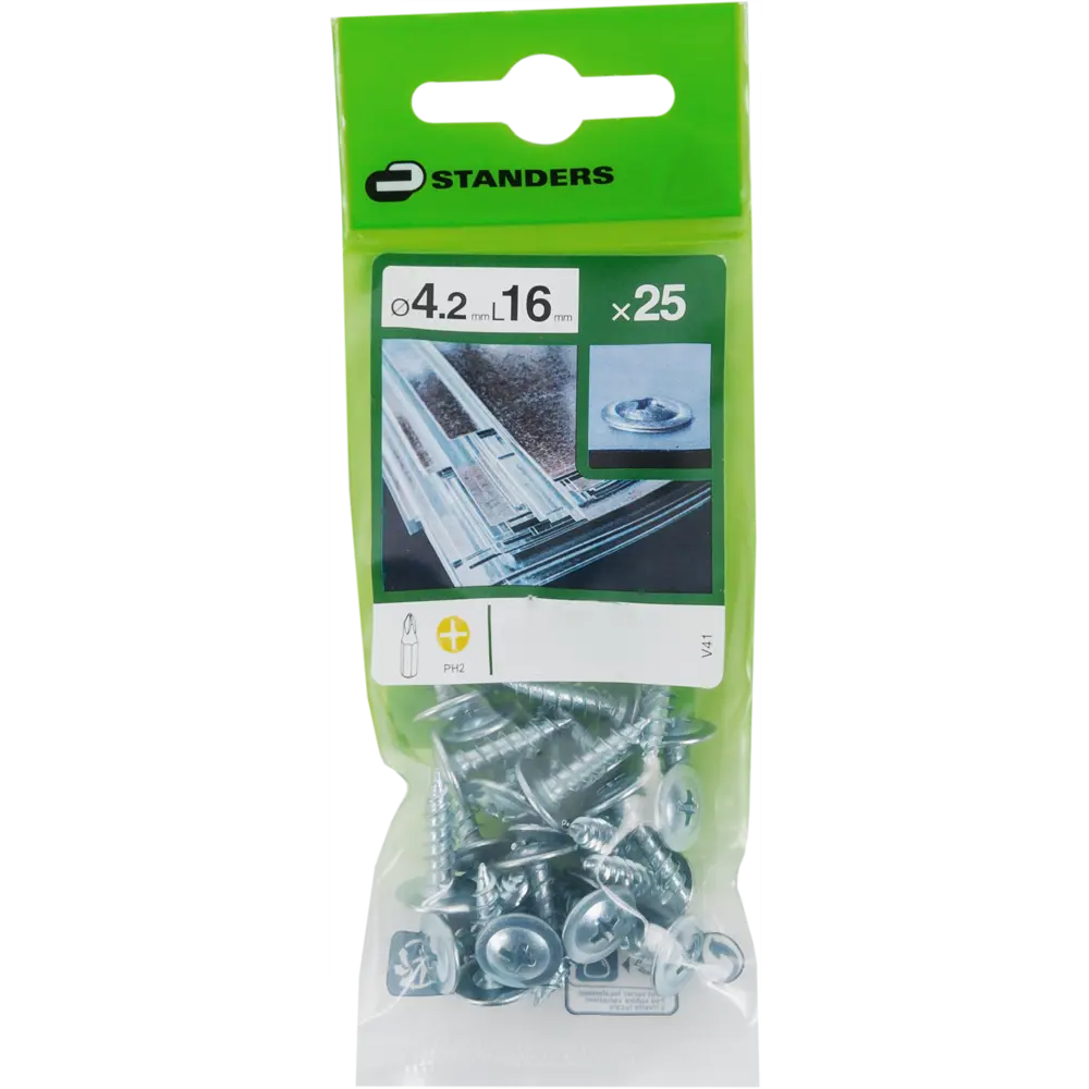 Саморезы по металлу Standers с пресс-шайбой острые оцинкованные 4.2х16 25 шт STLM-2144387 - Вид №4