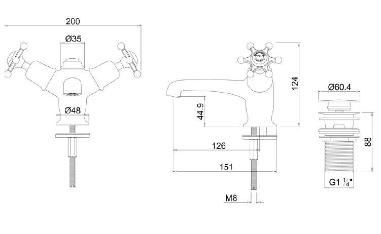 Смеситель для раковины с одним отверстием и автоматическим сливом Burlington BIRKENHEAD ARCH-00099842 - Вид №5