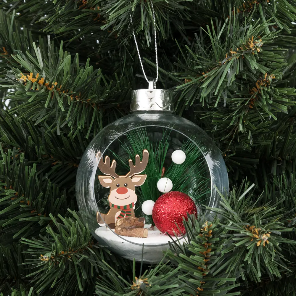 85156555 Елочный шар «Олененок улыбается» ø10 см прозрачный STLM-1501679 Santreyd 