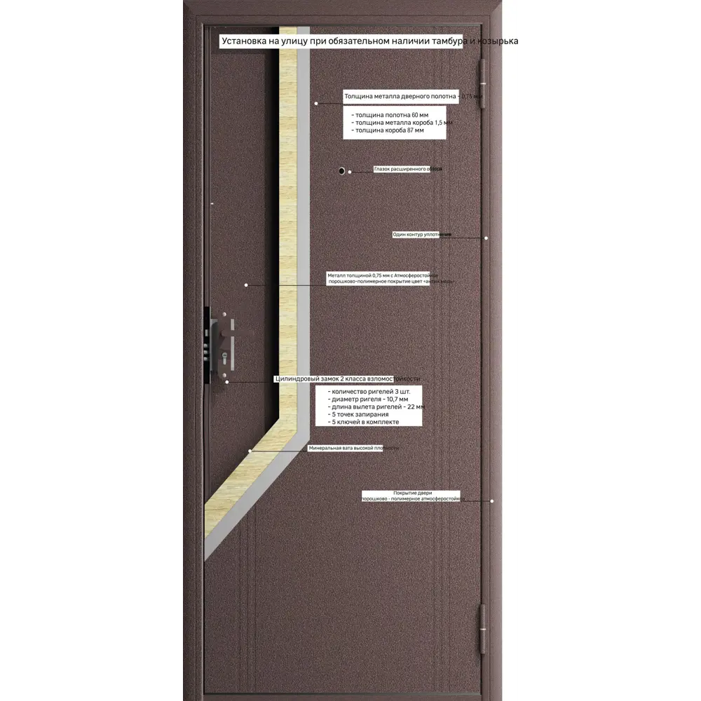 Металлическая входная дверь DOORHAN Эко с антивандальным покрытием 16802323 STLM-0007193 - Вид №7